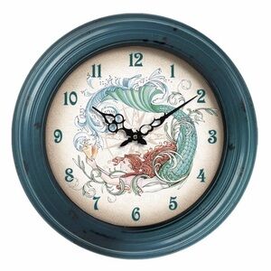 🧜‍♀️Sea Life Coastal Metal Wall Clock by Rightside Design